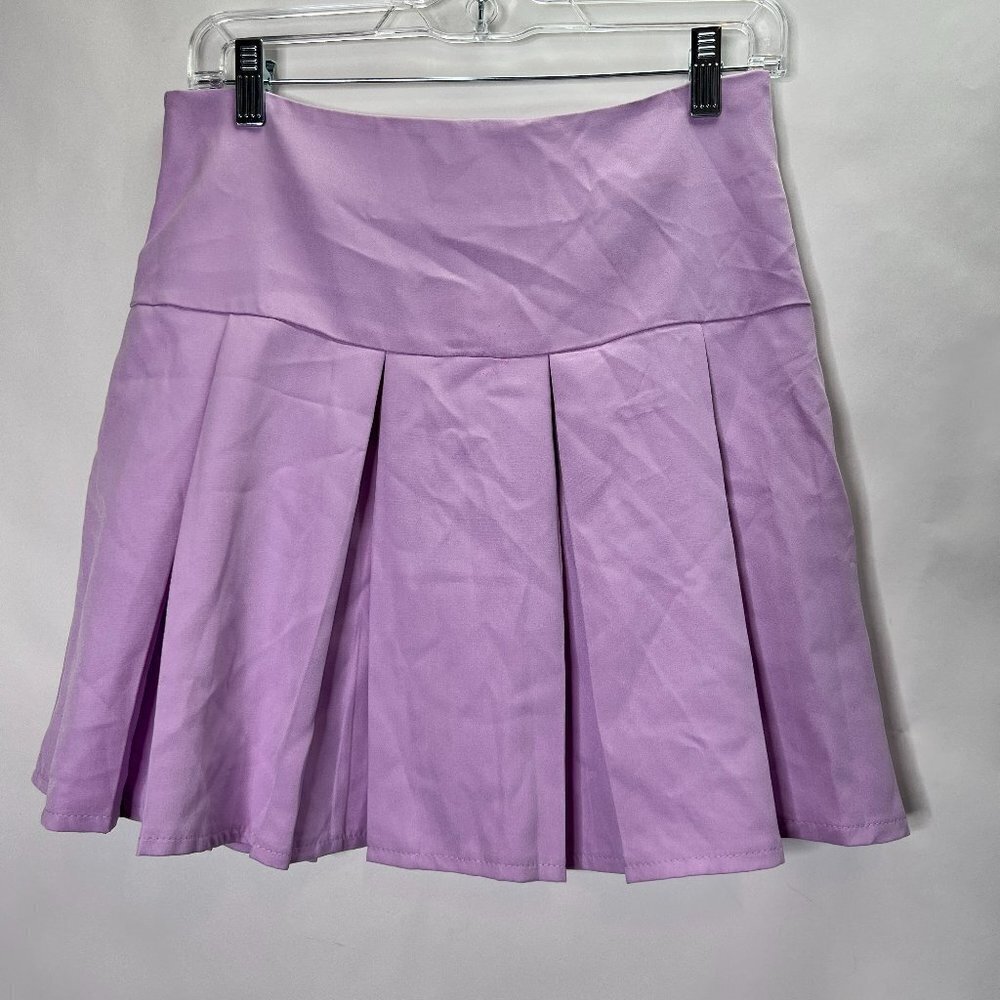 Lavender Pleated  Mini Skirt Size M